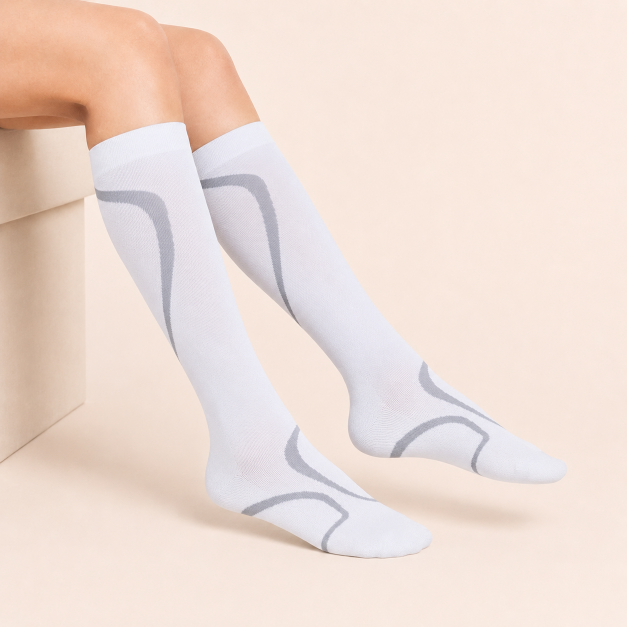 Meia Sigvaris Performance, 20-30 mmHg, Cor: Branco