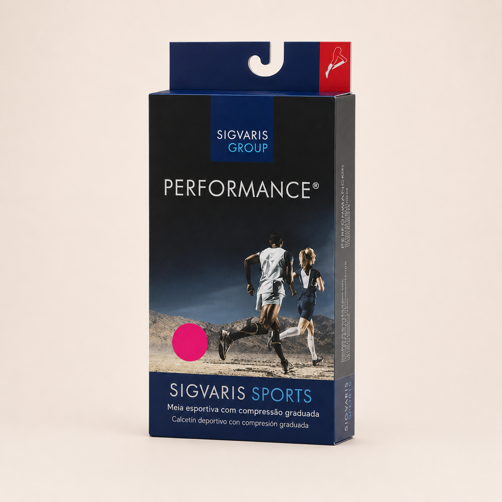 Meia Sigvaris Performance, 20-30 mmHg, 3/4, Rosa