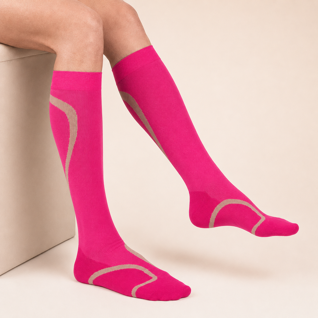 Meia Sigvaris Performance, 20-30 mmHg, 3/4, Rosa