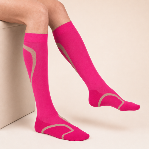 Meia Sigvaris Performance, 20-30 mmHg, 3/4, Rosa