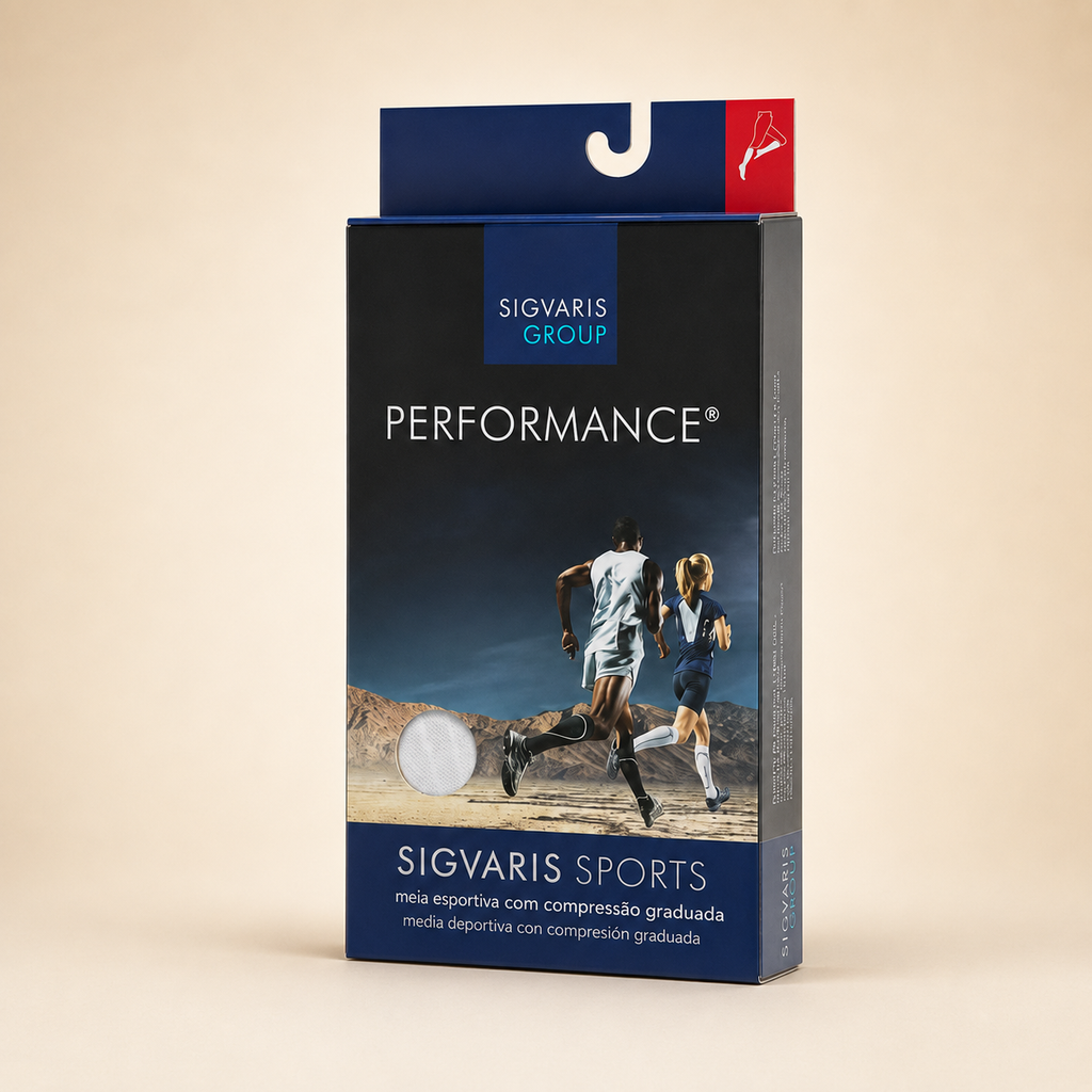 Meia Sigvaris Performance, 20-30 mmHg, Cor: Preto