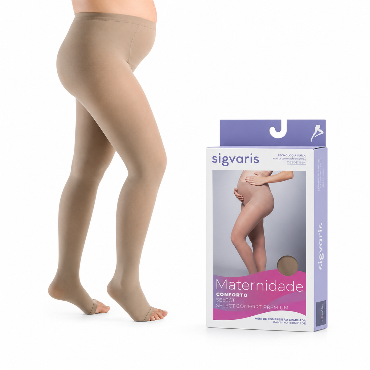 Meia Sigvaris Select Comfort, 20-30 mmHg Gestante Cor: Natural