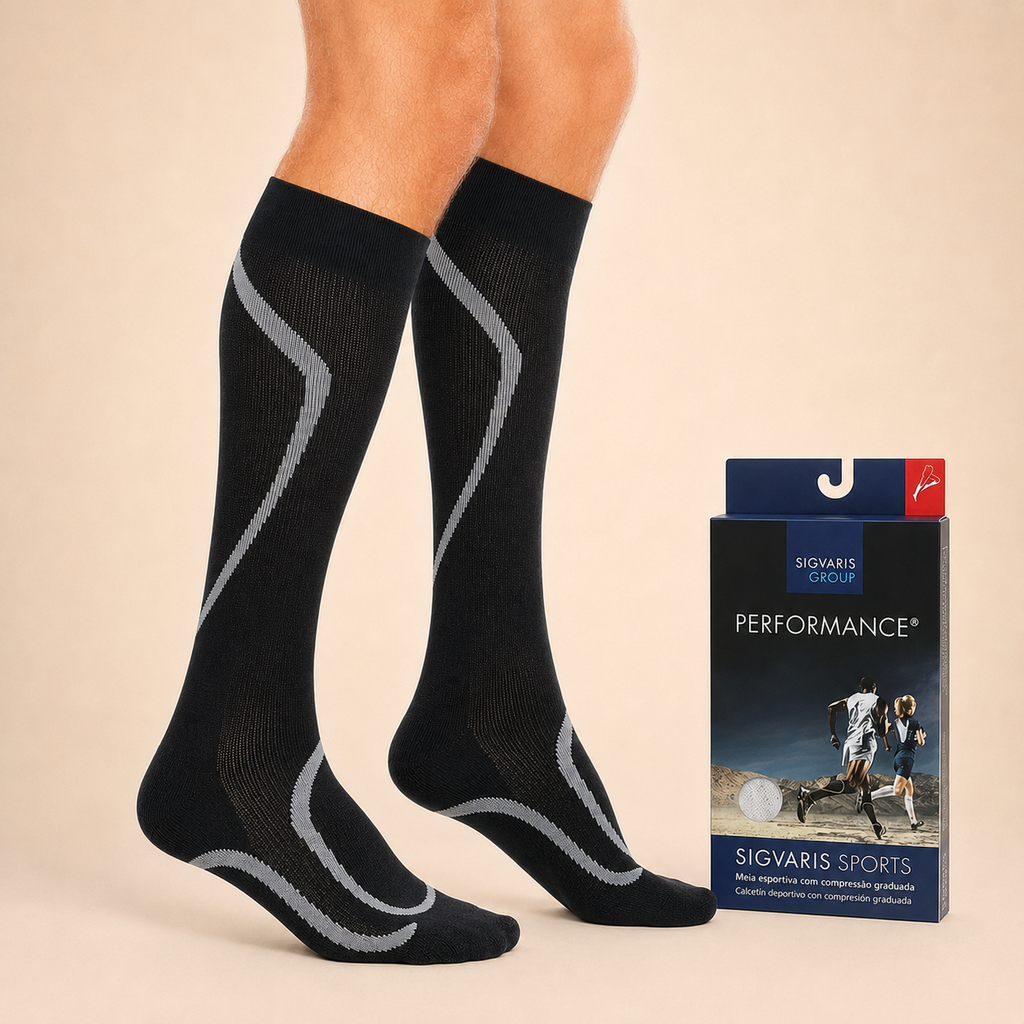 Meia Sigvaris Performance, 20-30 mmHg, Cor: Preto