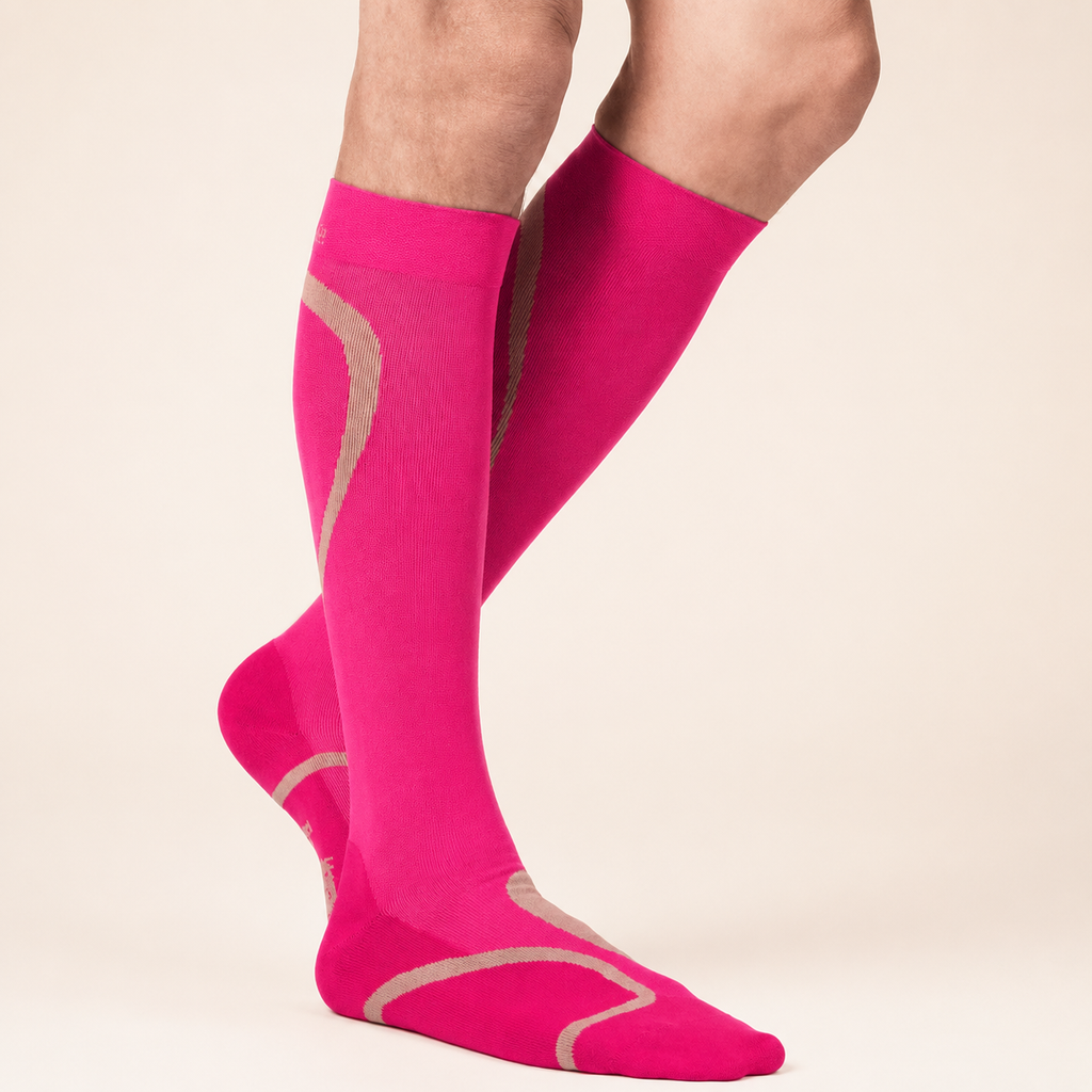 Meia Sigvaris Performance, 20-30 mmHg, 3/4, Rosa