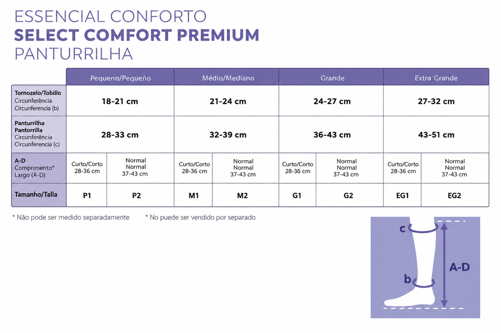 Meia Sigvaris Select Comfort, 15-20 mmHg, 3/4 Panturrilha