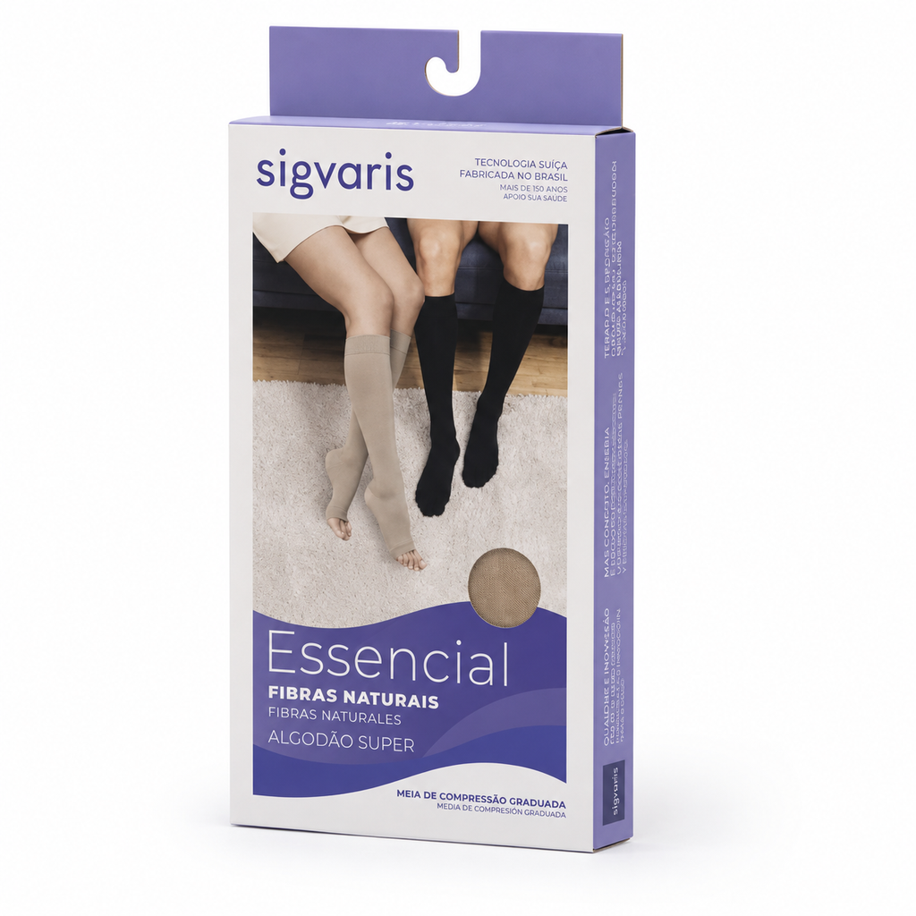Meia Sigvaris Algodão Super, 20-30 mmHg, 3/4 Panturrilha