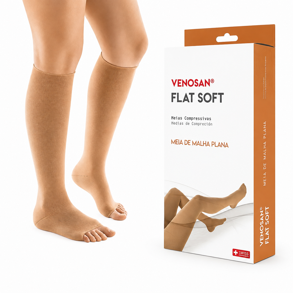 Meia Venosan Flat Soft, 20-30 mmHg, Malha Plana, 3/4 Panturrilha
