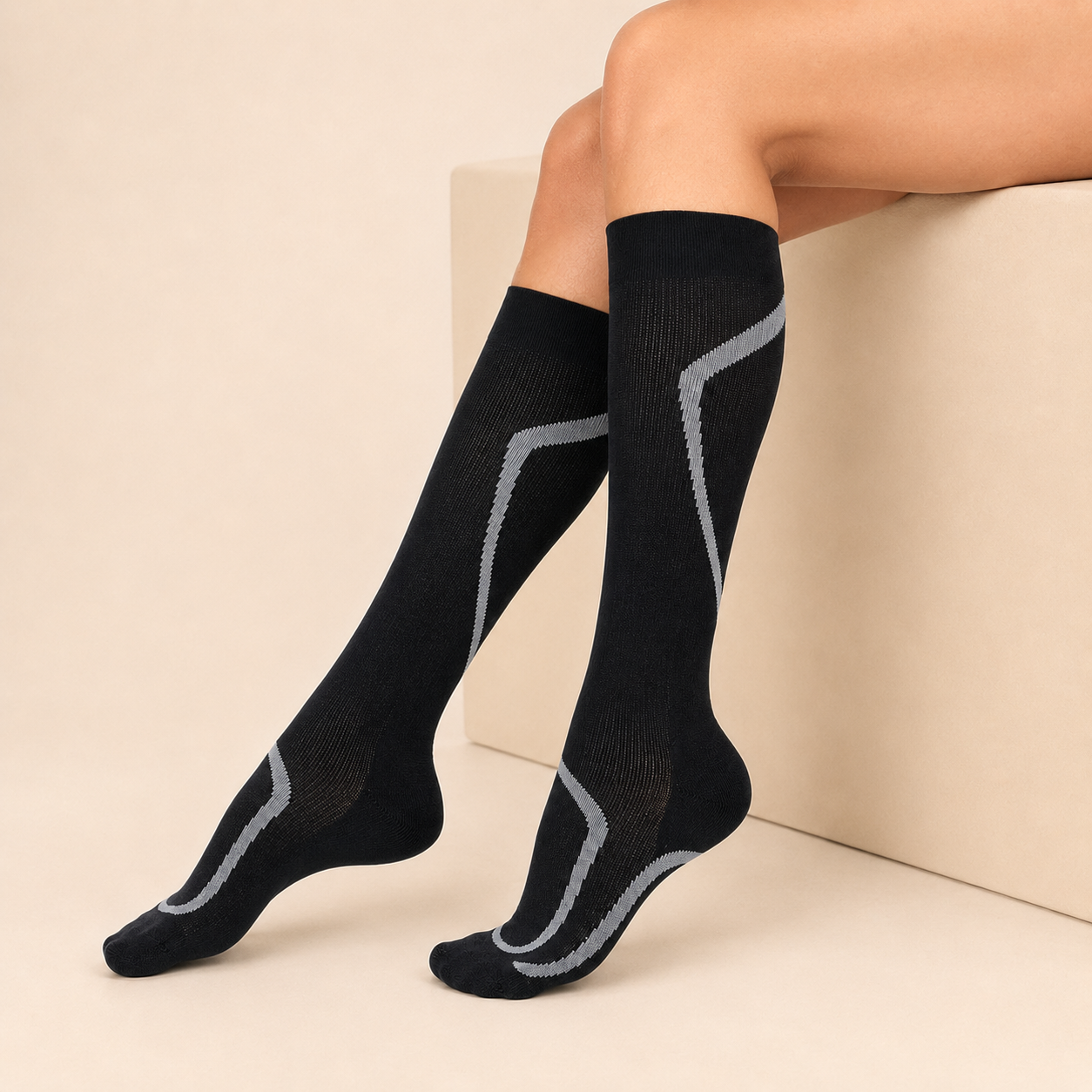 Meia Sigvaris Performance, 20-30 mmHg, Cor: Preto